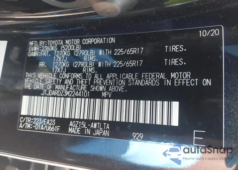 2021 Lexus Nx 300 from USA, damaged, VIN JTJDARDZ3M2244101